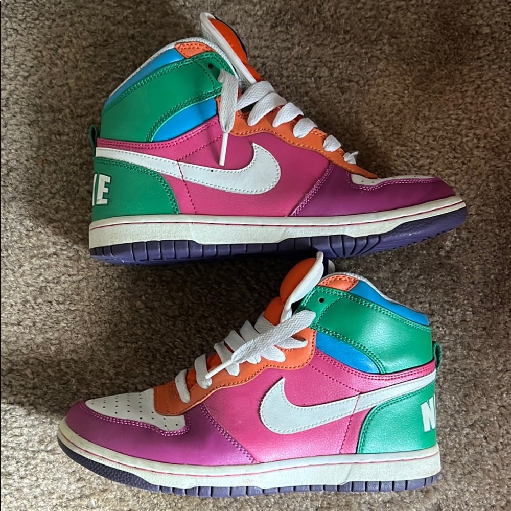 Nike Green and Purple Big High-Top Sneakers